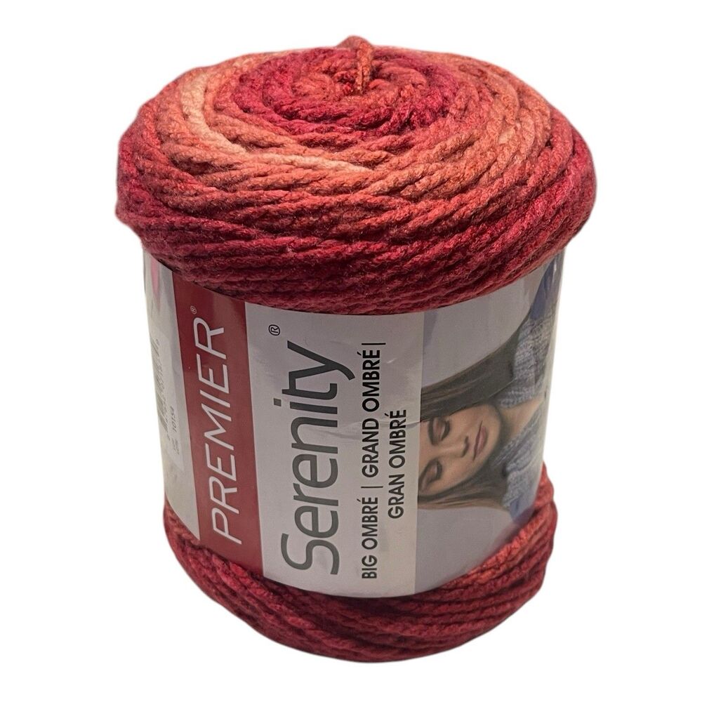 Premier Serenity Big Ombre Yarn Baked Apple color# 1075-05 Acrylic 273 Yards